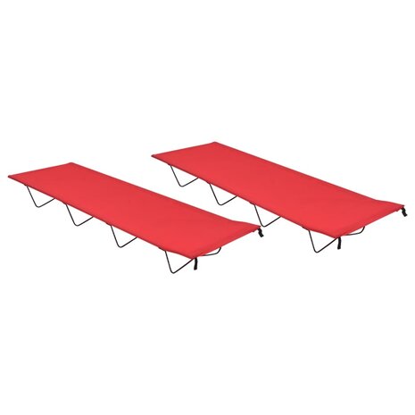 Veldbedden 2 st 180x60x19 cm oxford stof en staal rood 1
