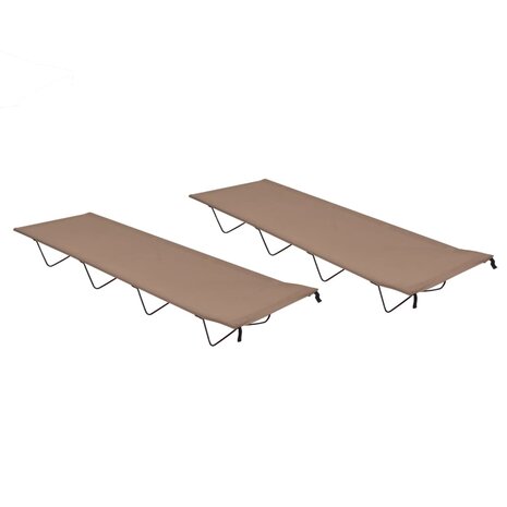 Veldbedden 2 st 180x60x19 cm oxford stof en staal taupe 1