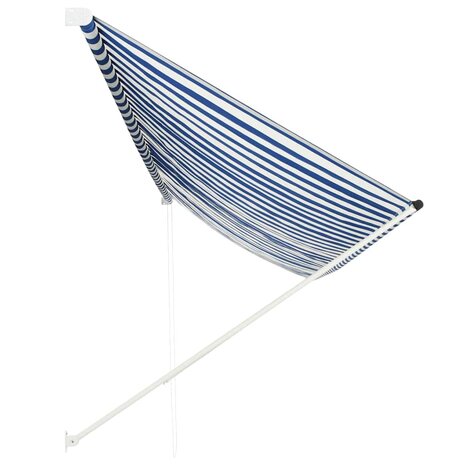 Luifel uittrekbaar 400x150 cm blauw en wit 2