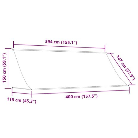 Luifel uittrekbaar 400x150 cm blauw en wit 7