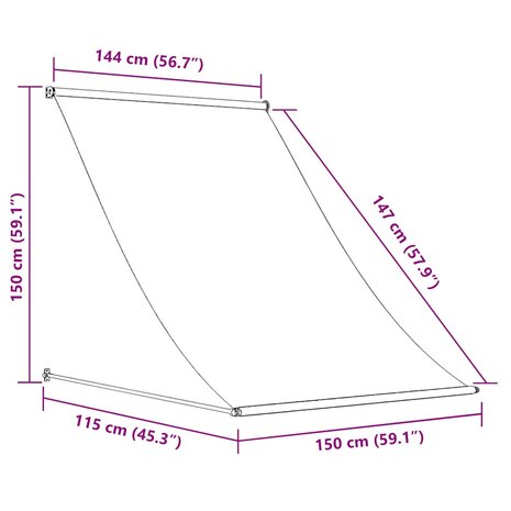 Luifel uittrekbaar 150x150 cm cr&egrave;me 8