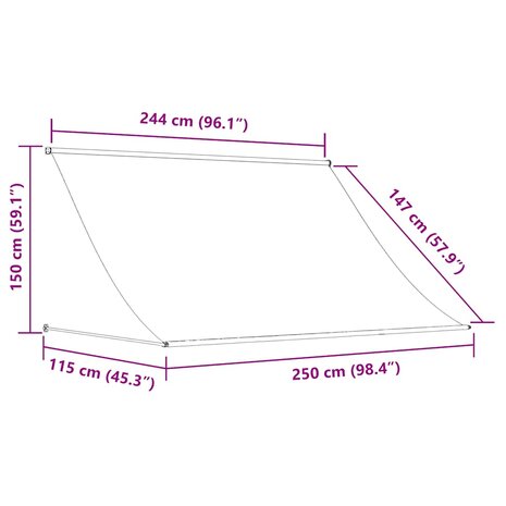 Luifel uittrekbaar 250x150 cm cr&egrave;me 8