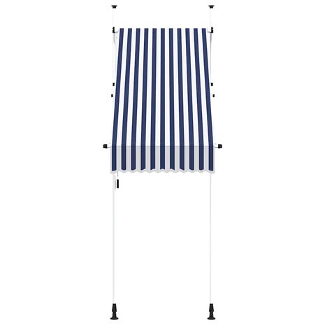 Luifel handmatig uittrekbaar 100 cm blauw en witte strepen 3