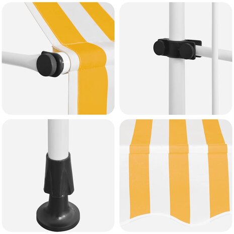 Luifel handmatig uittrekbaar 100 cm oranje en witte strepen 8