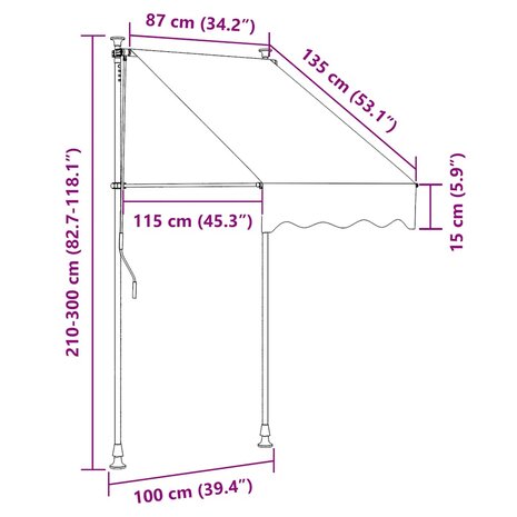 Luifel handmatig uittrekbaar 100 cm cr&egrave;me 6
