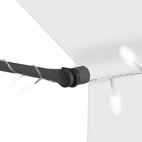 Luifel handmatig uitschuifbaar met LED 350 cm cr&egrave;mekleurig 5