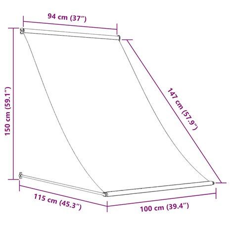 Luifel uittrekbaar 100x150 cm antraciet 8