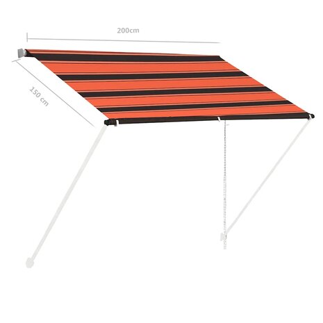 Luifel uittrekbaar 200x150 cm oranje en bruin 7