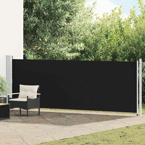 Tuinscherm uittrekbaar 140x600 cm zwart 1