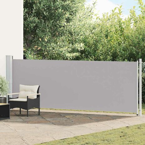 Tuinscherm uittrekbaar 140x600 cm grijs 1