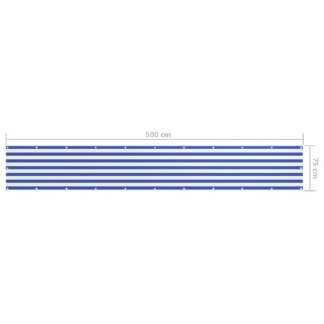 Balkonscherm 75x500 cm oxford stof wit en blauw 5