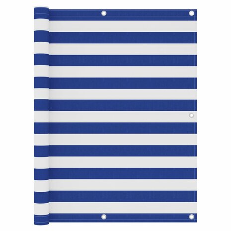 Balkonscherm 120x400 cm oxford stof wit en blauw 1