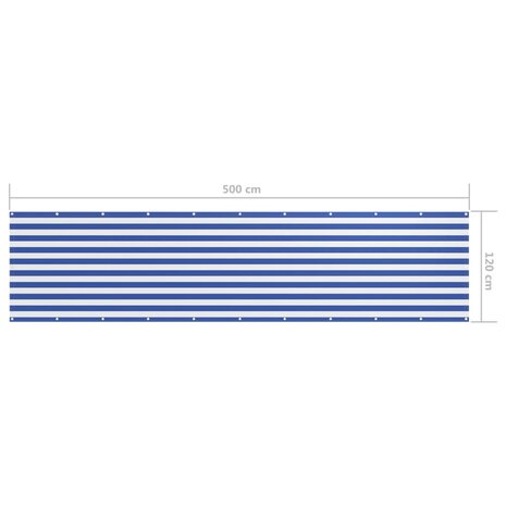 Balkonscherm 120x500 cm oxford stof wit en blauw 5