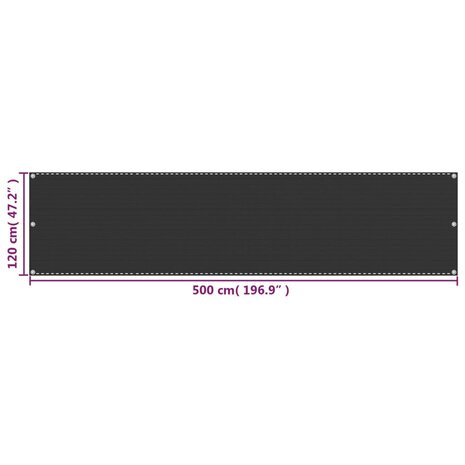 Balkonscherm 120x500 cm HDPE antracietkleurig 5