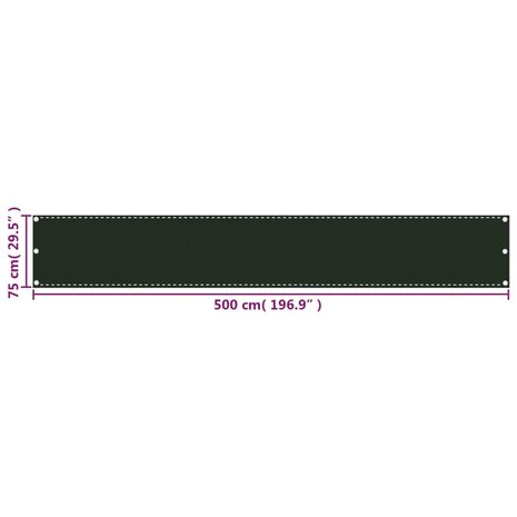 Balkonscherm 75x500 cm HDPE donkergroen 5