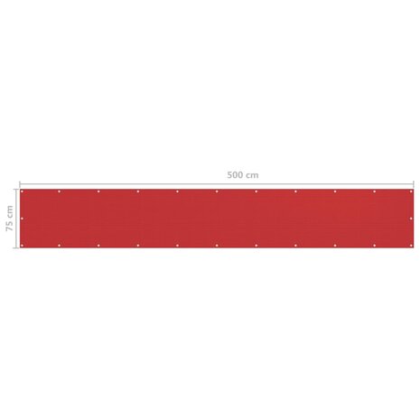 Balkonscherm 75x500 cm HDPE rood 5