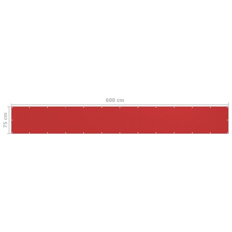 Balkonscherm 75x600 cm HDPE rood 5