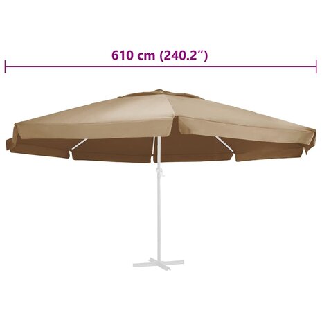 Vervangingsdoek voor parasol 610 cm taupe 5