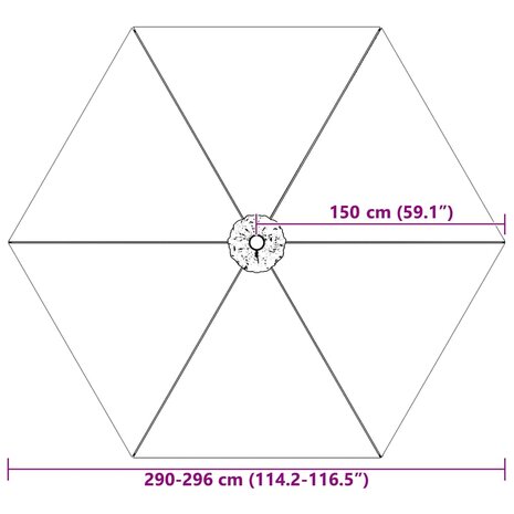 Vervangingsdoek voor parasol 300 cm zwart 8
