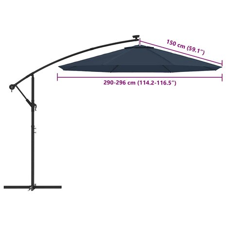 Vervangingsdoek voor zweefparasol 300 cm blauw 8