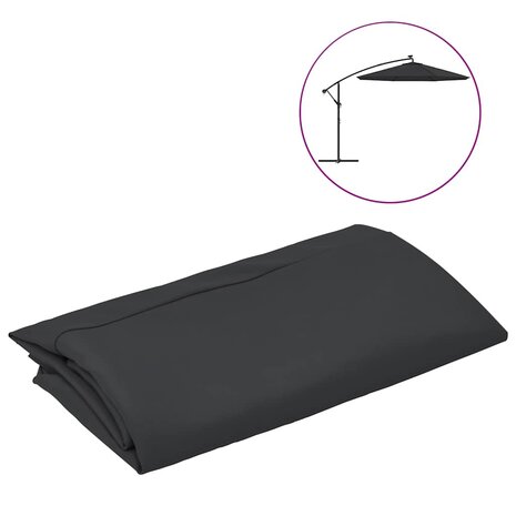 Vervangingsdoek voor zweefparasol 300 cm zwart 2