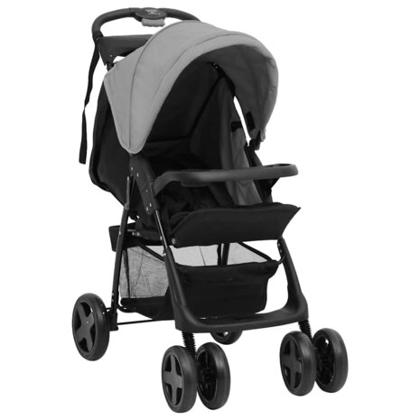 Kinderwagen 3-in-1 staal lichtgrijs en zwart 2