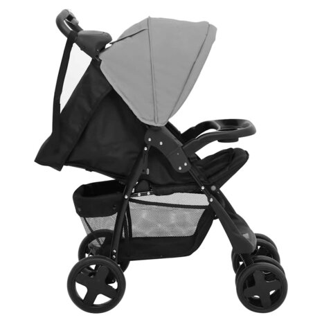 Kinderwagen 3-in-1 staal lichtgrijs en zwart 11