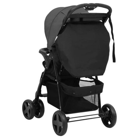 Kinderwagen 3-in-1 staal donkergrijs en zwart 6