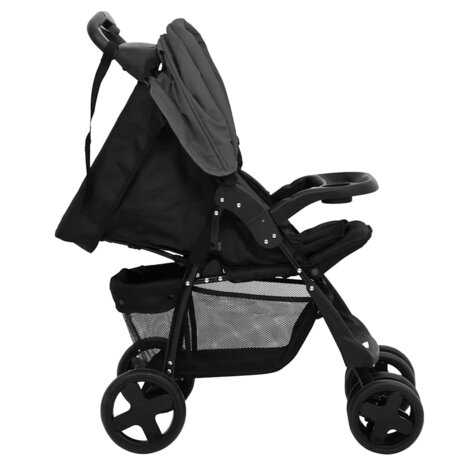 Kinderwagen 3-in-1 staal donkergrijs en zwart 11