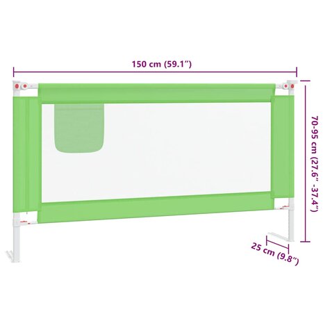 Bedhekje peuter 150x25 cm stof groen 9