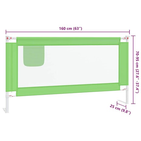 Bedhekje peuter 160x25 cm stof groen 9