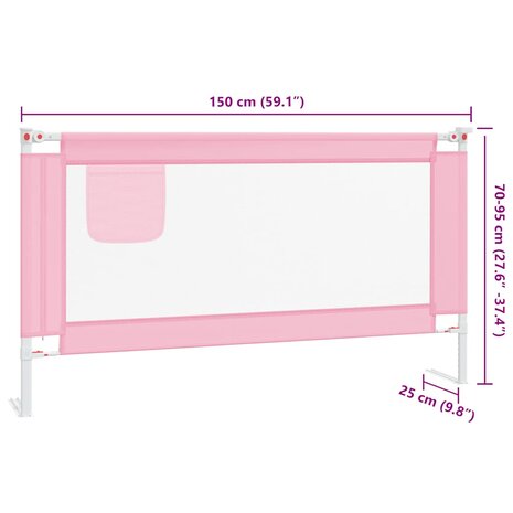 Bedhekje peuter 150x25 cm stof roze 9