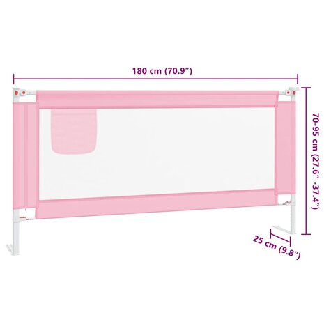 Bedhekje peuter 180x25 cm stof roze 9