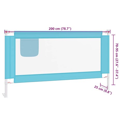 Bedhekje peuter 200x25 cm stof blauw 9