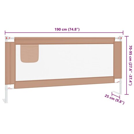 Bedhekje peuter 190x25 cm stof taupe 9