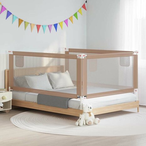 Bedhekje peuter 200x25 cm stof taupe 1