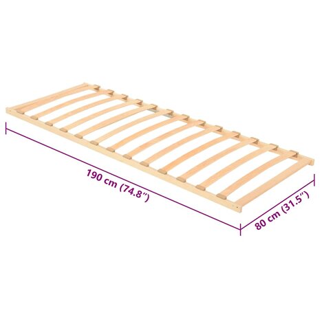 Lattenbodem Bruin 80 x 190 cm Massief beukenhout 7