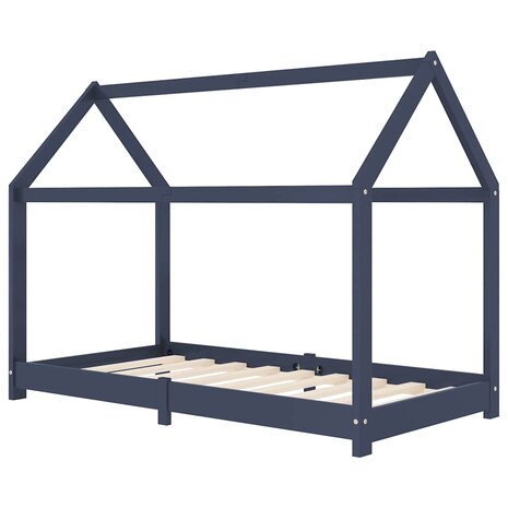 Kinderbedframe massief grenenhout grijs 80x160 cm 2