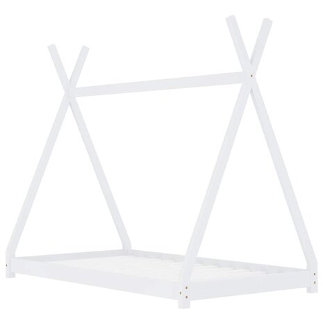 Kinderbedframe massief grenenhout wit 70x140 cm 2