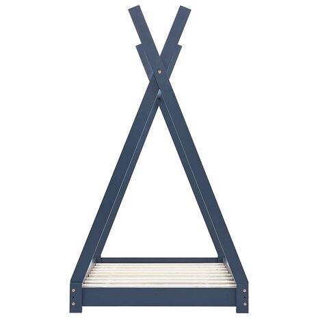 Kinderbedframe massief grenenhout grijs 90x200 cm 4