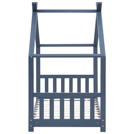 Kinderbedframe massief grenenhout grijs 80x160 cm 5