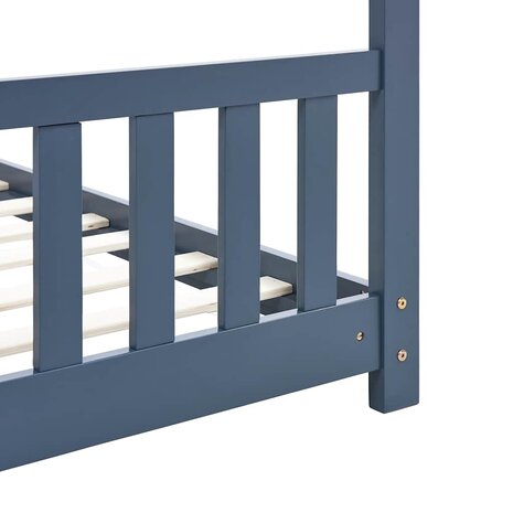 Kinderbedframe massief grenenhout grijs 80x160 cm 7