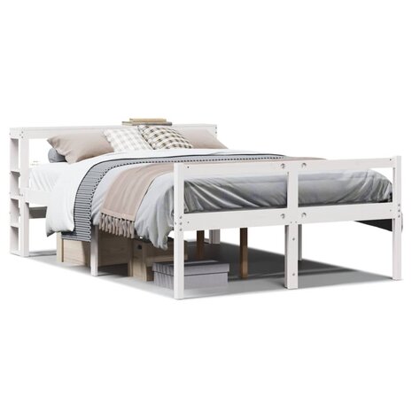 Seniorenbed met hoofdbord massief grenenhout wit 120x190 cm 2