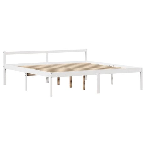 Seniorenbed met hoofdbord massief grenenhout wit 200x200 cm 5