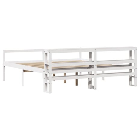 Seniorenbed met hoofdbord massief grenenhout wit 200x200 cm 7