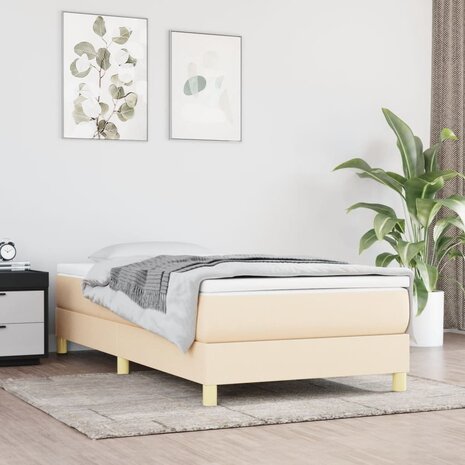 Boxspring bed 90x200 cm stof cr&egrave;mekleurig 1