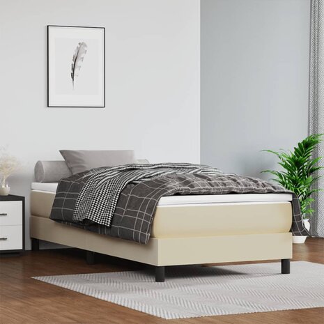 Boxspring bed kunstleer cr&egrave;mekleurig 80x200 cm 1