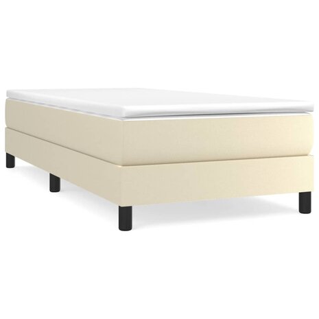 Boxspring bed kunstleer cr&egrave;mekleurig 90x190 cm 2