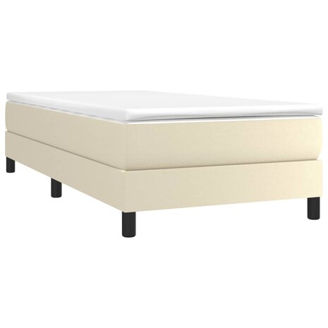 Boxspring bed kunstleer cr&egrave;mekleurig 90x200 cm 3