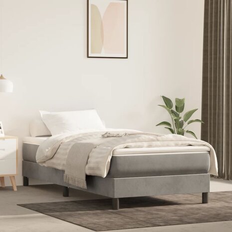 Boxspring bed 80x200 cm fluweel lichtgrijs 1